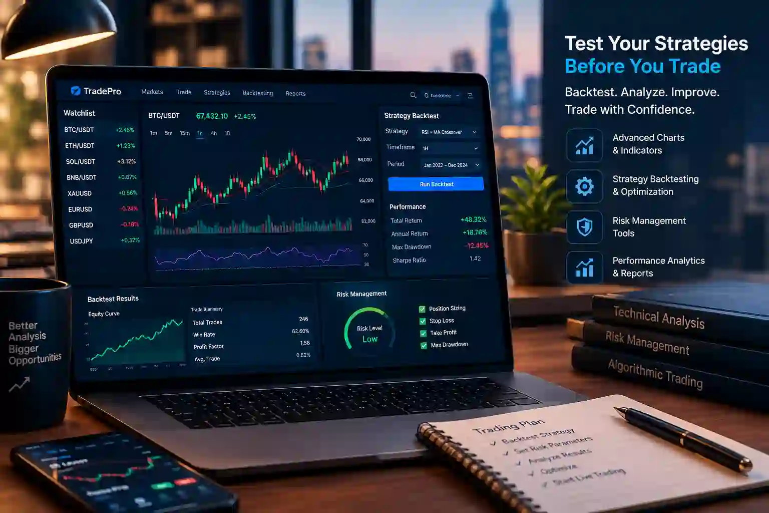 اختبار استراتيجية التداول باستخدام الحساب التجريبي وإدارة المخاطر